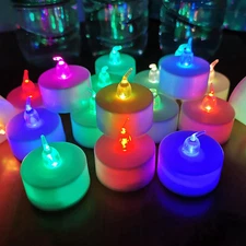 24 Pack LED Tea Lights Candles, 7 Color Changing Flameless Tealights, Long Lasti