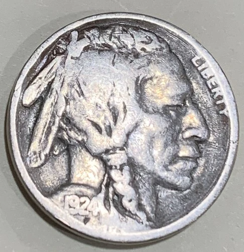 1924 Buffalo nickel, nice original FINE condition coin full date 1/2 horn detail