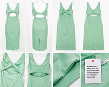 ASOS Mint Green Satin Twist Front Cut Out Midi Dress Sleeveless NWT Women’s