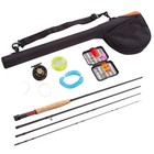 Fly Fishing Combo Starter Set Fiberglass Rod, Aluminum Reel with Travel Bag