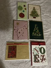 PAPYRUS Lot Of 6 Christmas Holiday Cards  Sparkle Embellished Stones Pretty