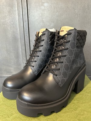 Gucci Supreme GG Damenstiefel schwarz Leder mit Absatz Größe 8,5 UK/EU41,5