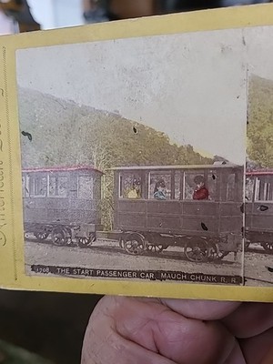 First Rollercoaster Mauch Chunk Pa. Switchback Railway Ride Stereoview ca 1870