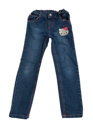 Macy's Princess By Hello Kitty Jeans Girls Size 5 Blue Straight Embroidered Pant