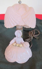 Boudoir Dresser Lamp PINK Vintage Art Deco L E Smith GLASS Southern Belle Flower