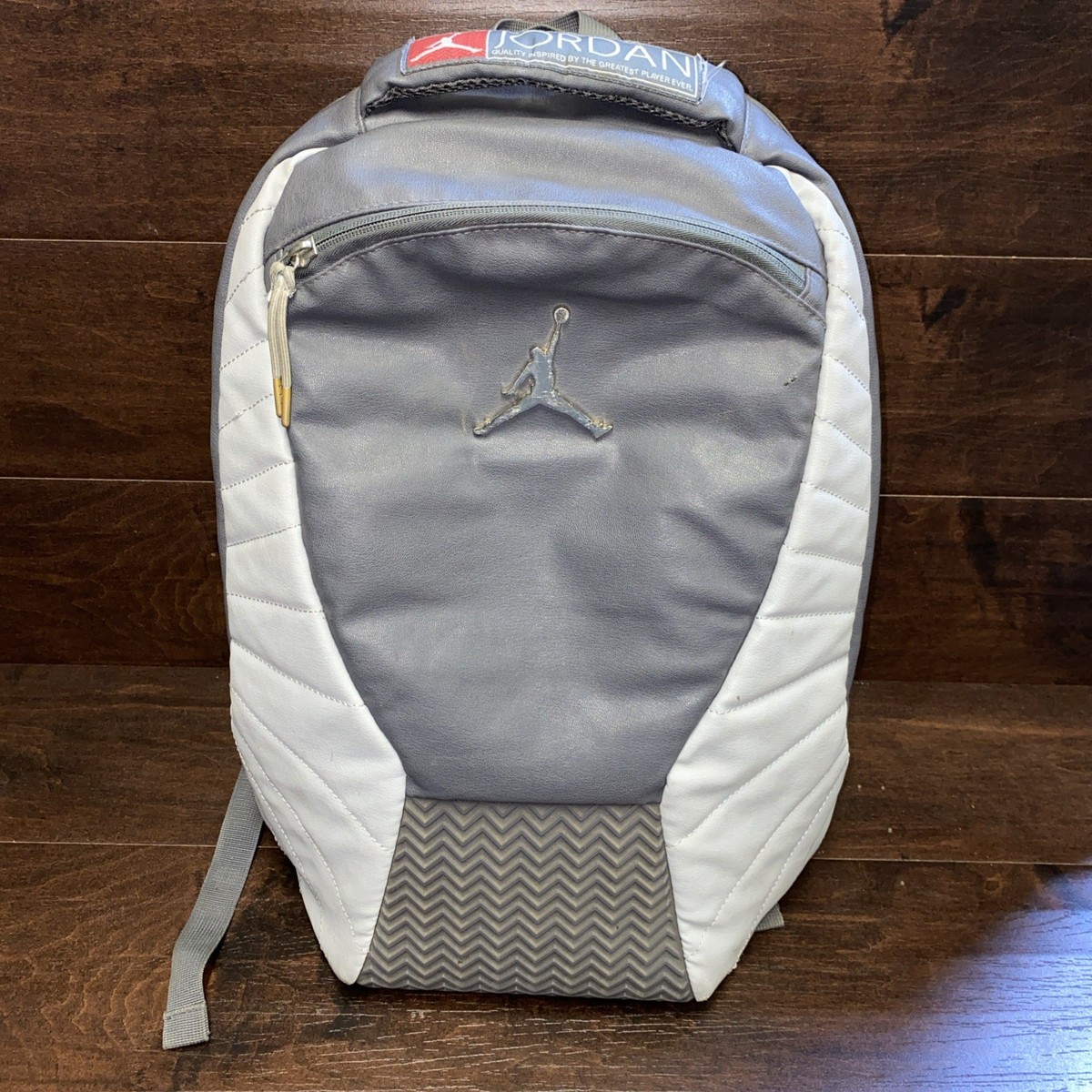 Jordan Retro 12 XII Backpack Bag Gray Leather Nike Air 23 Rare
