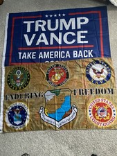 Lot Of 2 3?x5 Flags Military armed forces + Premium DOUBLE-SIDED Trump Vance