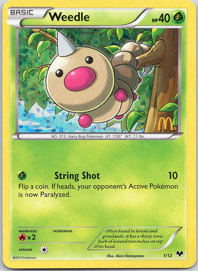 Pokemon Weedle 1/12 McDonald's 2014 Reverse Holo LP TCG Grass