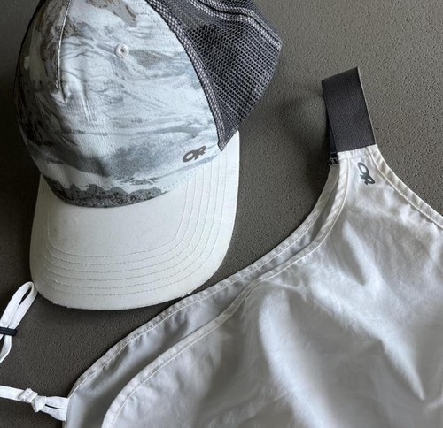 Outdoor Research Sun Runner Cap with White Sun Drape Neck Protection Trucker Hat
