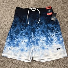 Speedo Men's Swim Trunks Black Blue Board 21  UV 50 Stretch NWT Size M