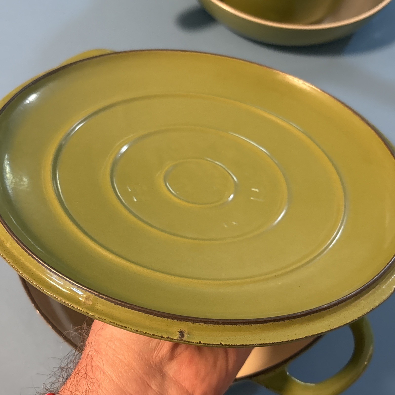 5 Pc Descoware Made In Belgium Green Enameled Cast Iron