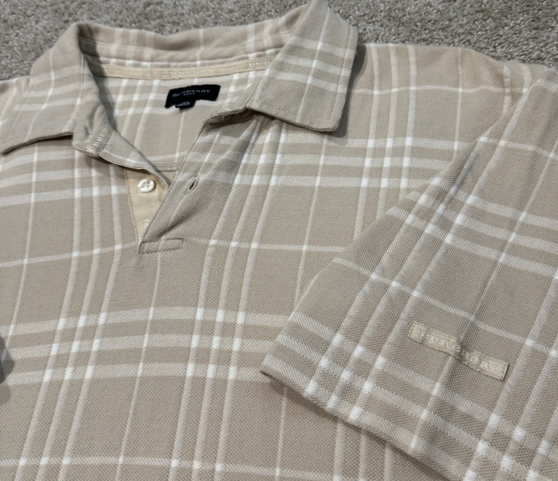 新品　イタリア製　BURBERRY GOLF チェック柄ポロシャツ　バーバリー Burberry Golf Men's Tan Plaid Check Polo Shirt Size XL | eBay