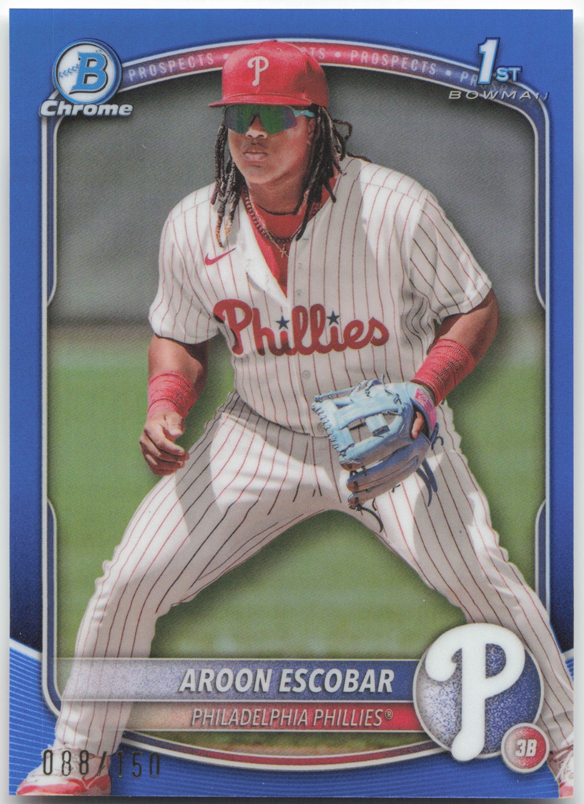 2025 Bowman #BCP-65 Aroon Escobar Chrome Prospects Blue Refractor #/150