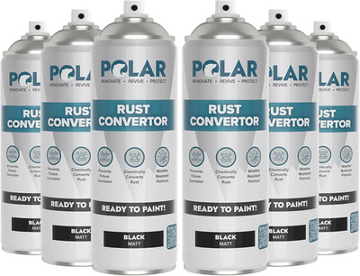 Polar Rust Converter Spray - 6 X 17 Fl Oz| Matte Black | Effective Rust Converte