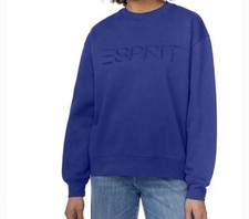 Esprit Women's Logo Fleece Crewneck Viral 80's Vintage NWT Blue Size Small