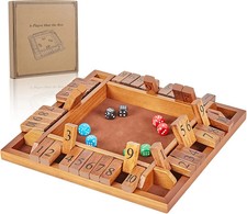4-Player 12 Number Shut The Box Dice Game. Family Party Porch Pub Bar Board Game