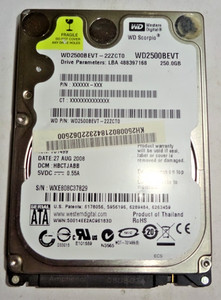 WESTERN DIGITAL *** WD2500BEVT *** 250 GB*** SATA HDD Notebook 2,5 Zoll #NFP1416