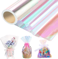 82 Ft X 17 in Cellophane Wrap for Gift Baskets Christmas Iridescent Cellophane W