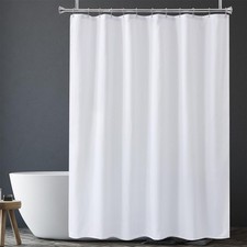 White Fabric Long 2In1 Shower Curtain Liner 2 Stones 12 Holes 72x78 Inch
