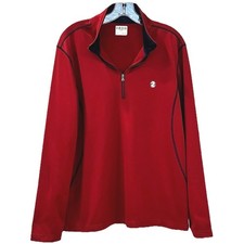 Izod Golf Men's Pullover Shirt Size L Red 1/4 Zip Long Sleeve Logo Activewear