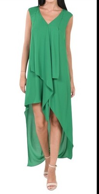 BCBG Max Azria Kelly Green  B Neck ruffled tiered Women s Evening Dress Size XS