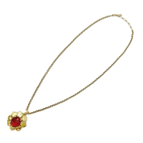 SAINT LAURENT (YSL) Collana Yves Saint Laurent ciondolo fiore oro catena lunghezza 64 cm unisex