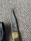 Vintage BUCK 110 USA 2 dot Folding Hunter Pocket Knife w ieather sheath 1970's — photo 3