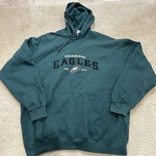 Vintage Philadelphia Eagles Hoodie Sweatshirt Mens Large Green NFL Brand Size XL
