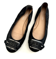 Franco Sarto Womens 8.5 Artists Collection Elegance Black Leather Ballet Flats