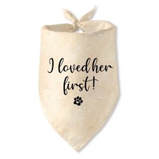 I Loved Her First Dog Bandana Wedding Photo Prop Engagement Pet Scarf Pro