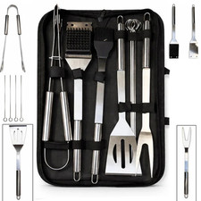 6 PCS BBQ Tools  Stainless Steel Barbecue Accessories Kit With Carry Case Rust F