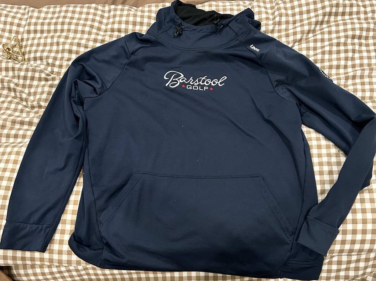 Barstool Golf UNRL  Navy Blue Pullover Hoodie Men's Long Sleeve Polyester L
