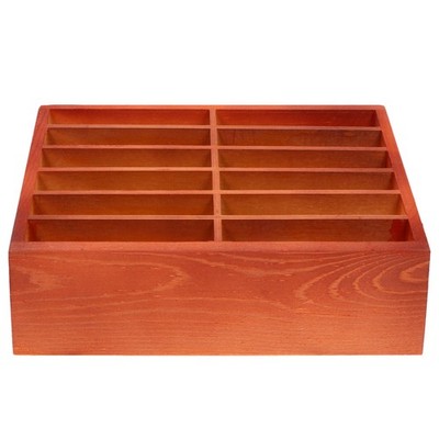 Wooden Desktop Phone Organizer Box 12 Grids Mobile Phone Storage Holder