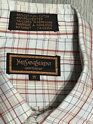 Yves Saint Laurent Sportswear Shirt Men s MED Plaid Button Down Long Sleeve YSL