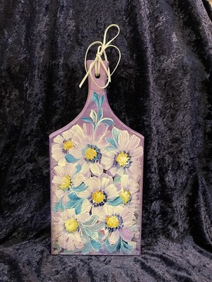 Hand Painted, Decorative,Cutting Board,Purple Floral,Folk Art Hanging