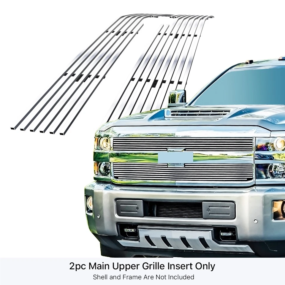 Compatível com 2015-2018 Chevy Silverado 2500HD/3500 HD grade de tarugo de aço inoxidável - Imagem 2 de 4