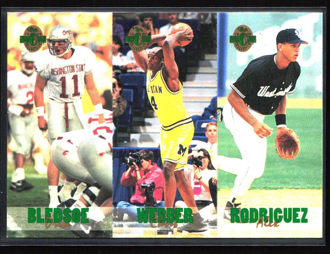 1993 Classic Four Sport #TC5,10,15 Drew Bledsoe Chris Webber Alex Rodriguez Tri