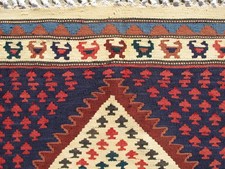 Vintage Senneh Rug - Natural Dyes - 67x96 cm Wool Handwoven Small Kilim Rug
