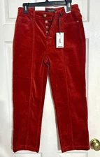 Judy Blue Corduroy Pants 7/28 Rust  Ankle Straight High Waist NWT Style JB88516
