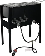 Barton 148,000 BTU High-Pressure Triple Basket Deep Fryer Dual Burner Propane LP