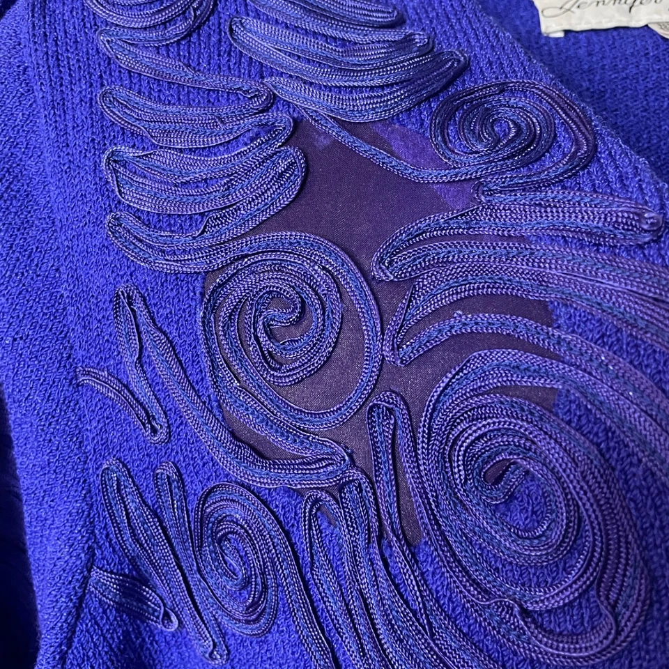 复古 Jennifer Roberts 紫色羊毛毛衣裙套装女式 12 80 年代复古 — 第 3/4 张图片