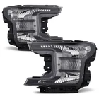 Pair For 2018-2020 Ford F150 Pickup Truck Halogen Headlights Lamps Chrome Black