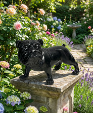 Bulldog Ornament Dog Black | Pink Resin Sculpture Figurine Statue Gift 31cm Long
