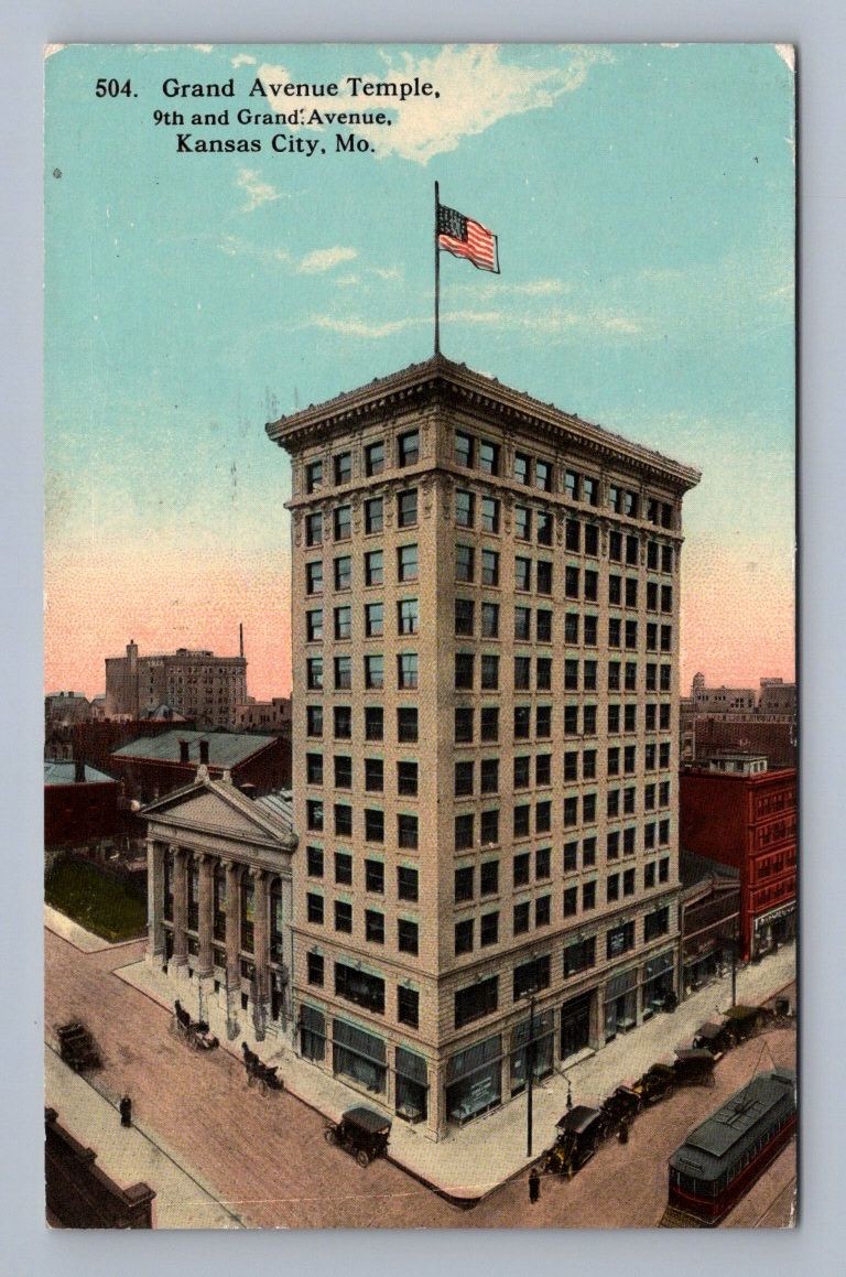 Antique Missouri Postcard KANSAS CITY Grand Avenue Temple 1914