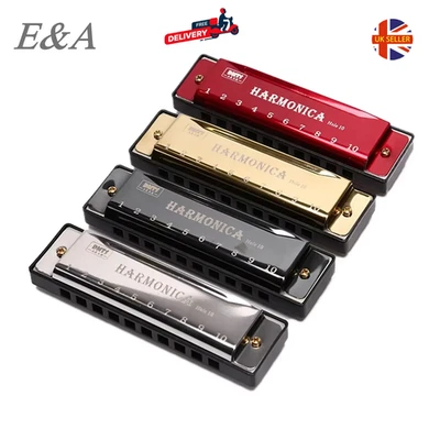 EASTTOP East top Harmonica Diatonic Blues Key of C 10 Holes Harp Mouth Organ With Case