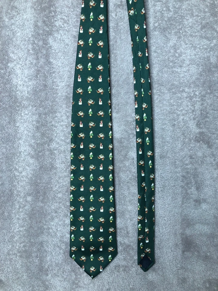 Corbata Brooks Brothers Basics Navidad Hombre 100% Seda Verde Multicolor Vacaciones Foto 4 de 4