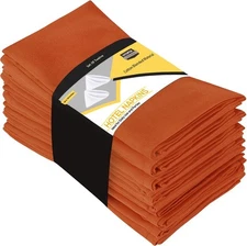 Utopia Kitchen Orange Cloth Napkins [12 Pack, 18x18 Inch] Absorbent Cotton 