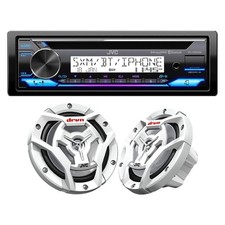 JVC KDT92MBS Bluetooth Marine CD Stereo Receiver, 6.5" 150W Boat Speakers Pair