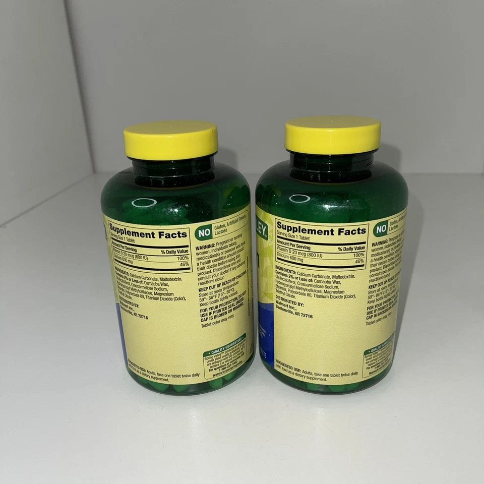 Spring Valley Calcium Plus Vitamin D, 600 mg, 250 Tablets 2 Pack - Image 2 of 4