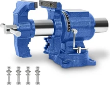 Heavy Duty Bench Vise, 4 Inch Jaw Width and Opening, 360° Swivel Base with Anvi